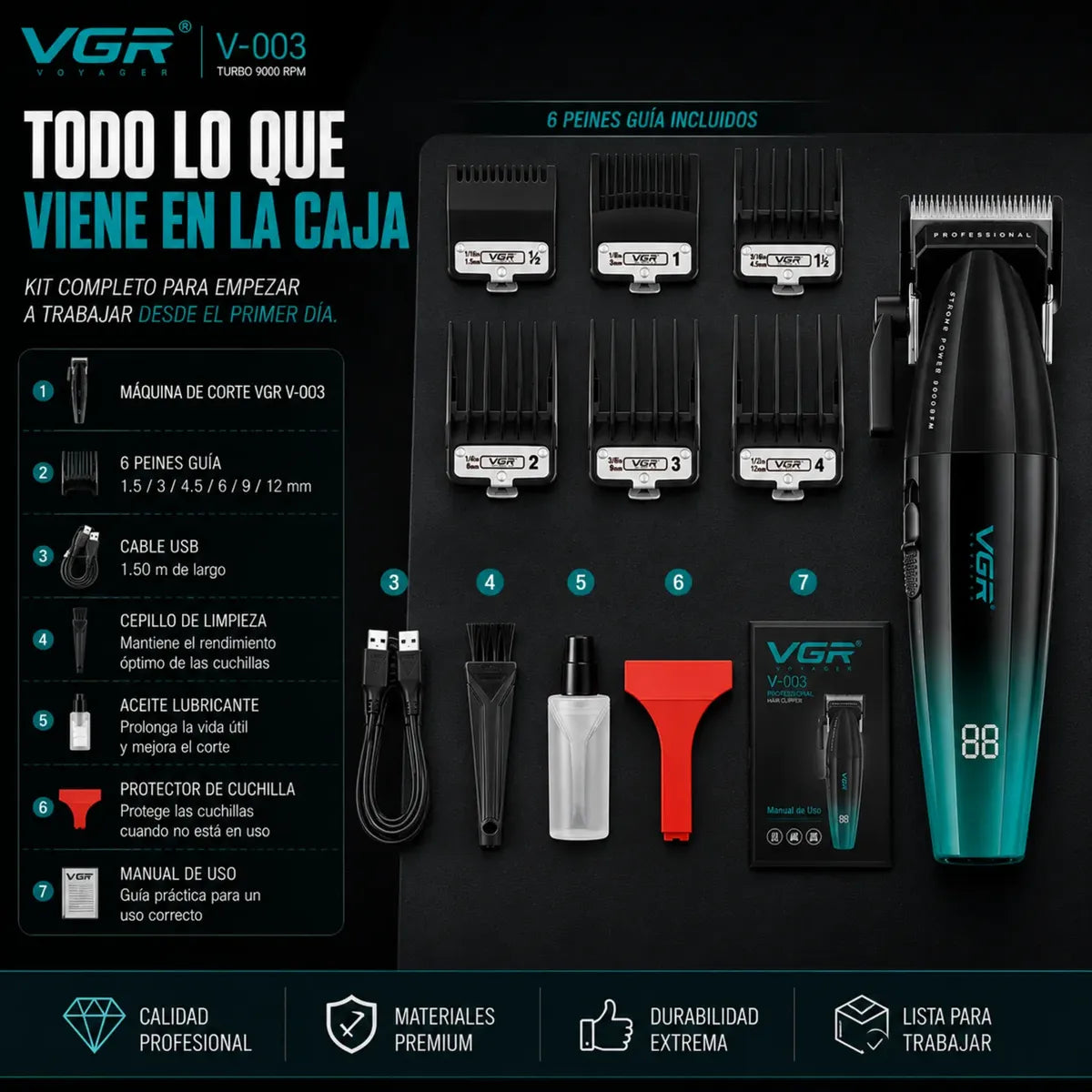 Máquina Profesional Corta Pelo VGR V-003