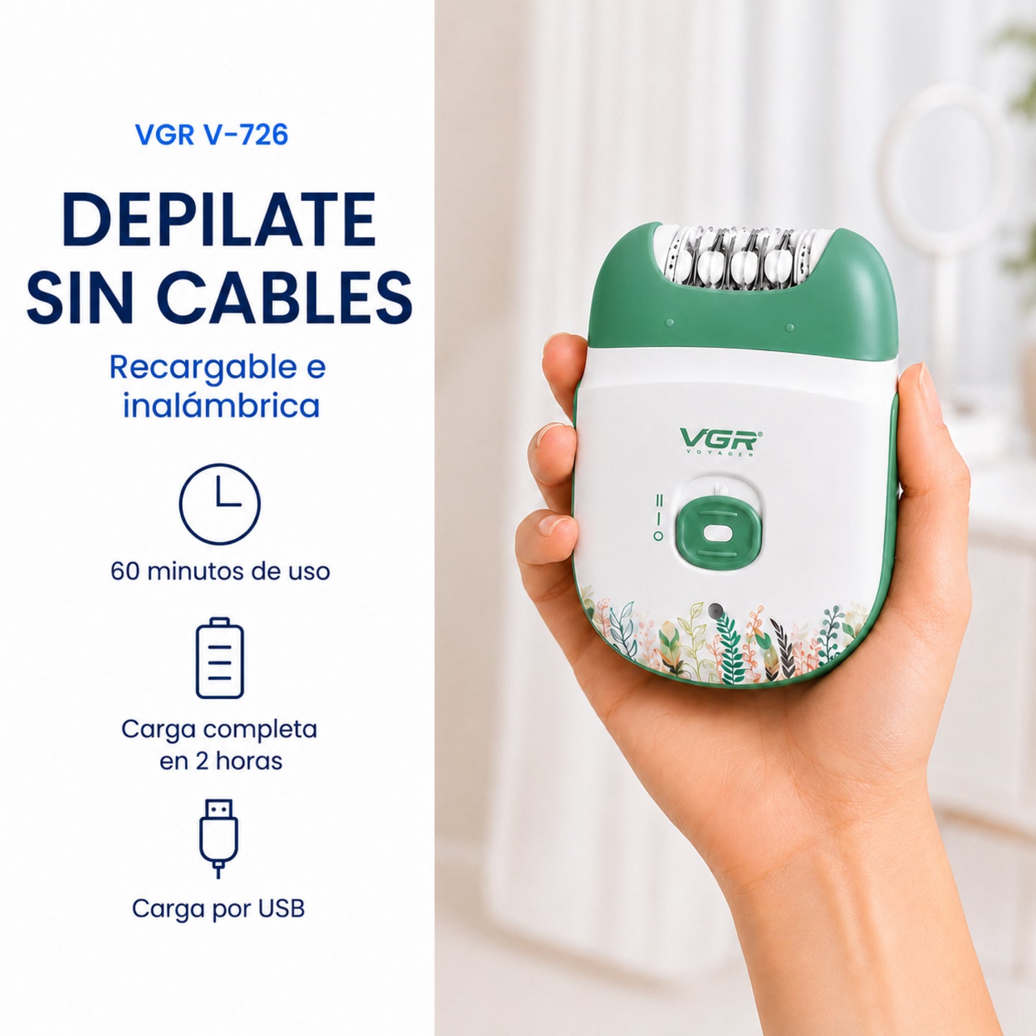 Depiladora Electrica Vgr 726 - Portátil