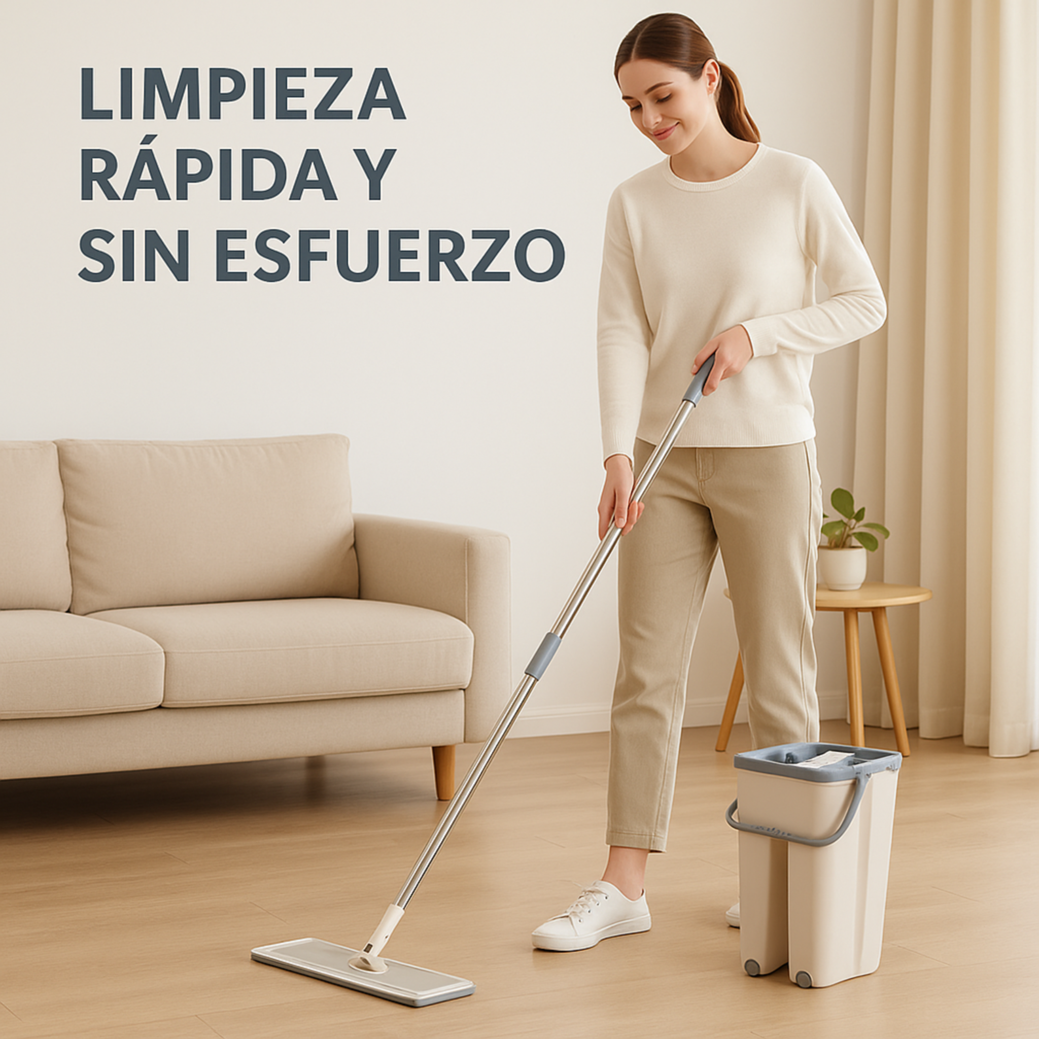 Mopa Trapeador Limpia Pisos con Balde Doble