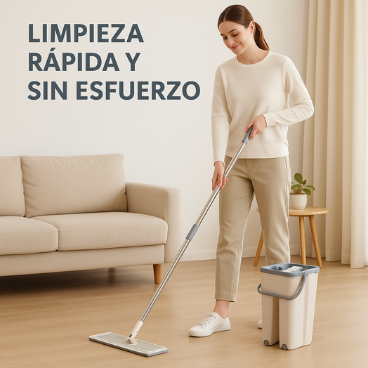 Mopa Trapeador Limpia Pisos con Balde Doble