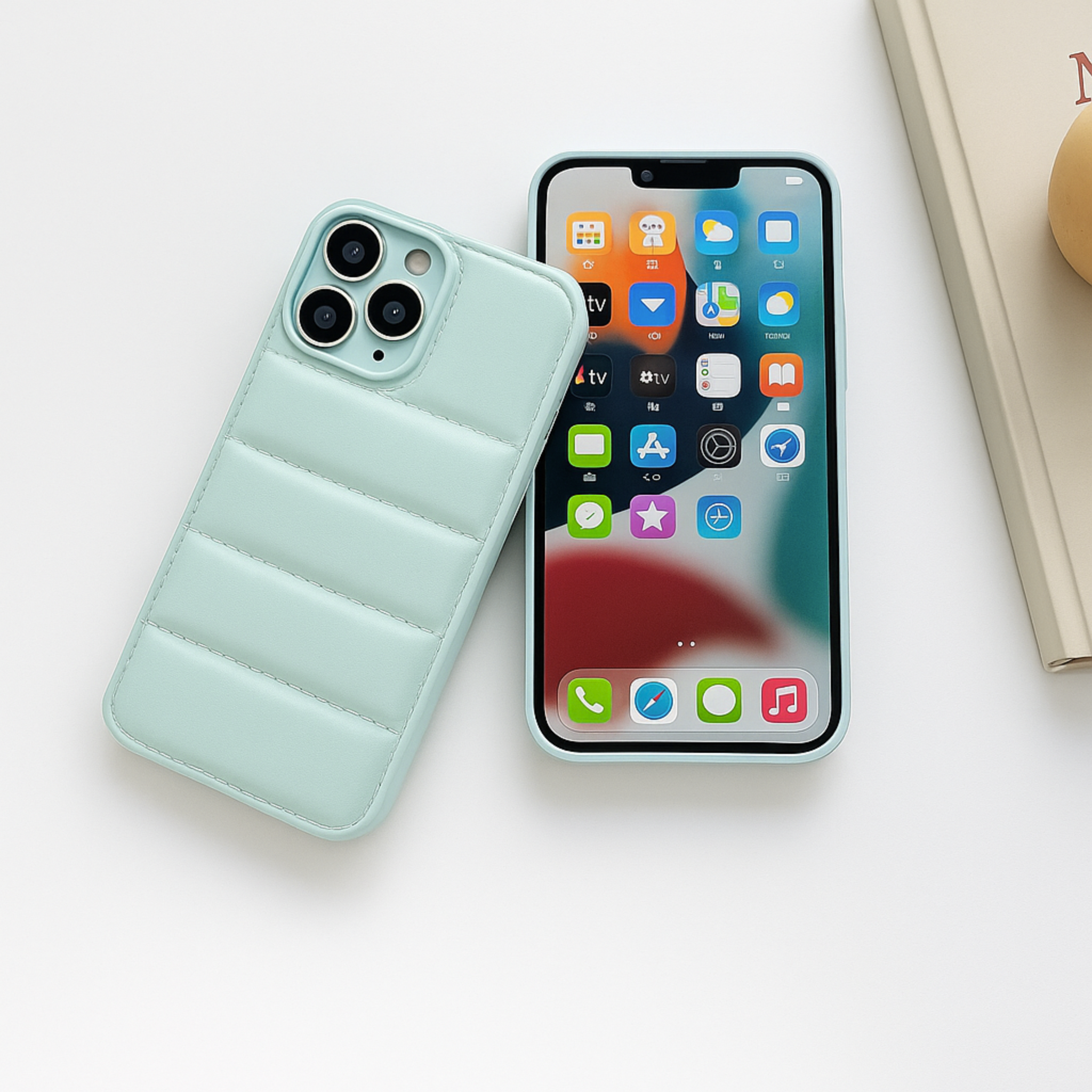 Funda Reforzada Protección para tu Iphone Case Puffer color Verde