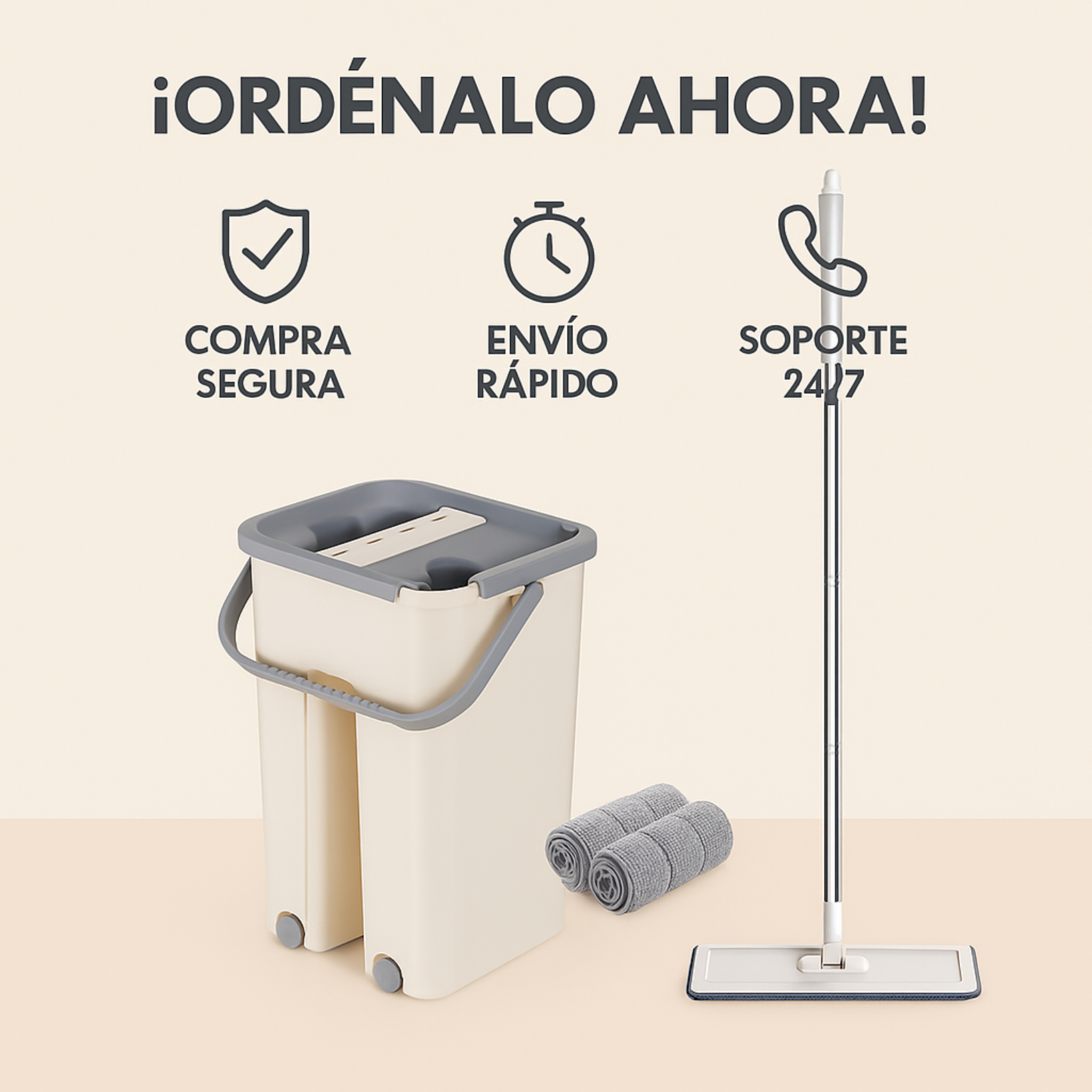 Mopa Trapeador Limpia Pisos con Balde Doble