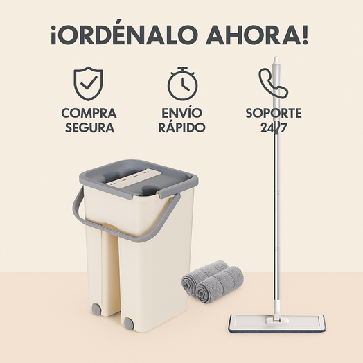 Mopa Trapeador Limpia Pisos con Balde Doble