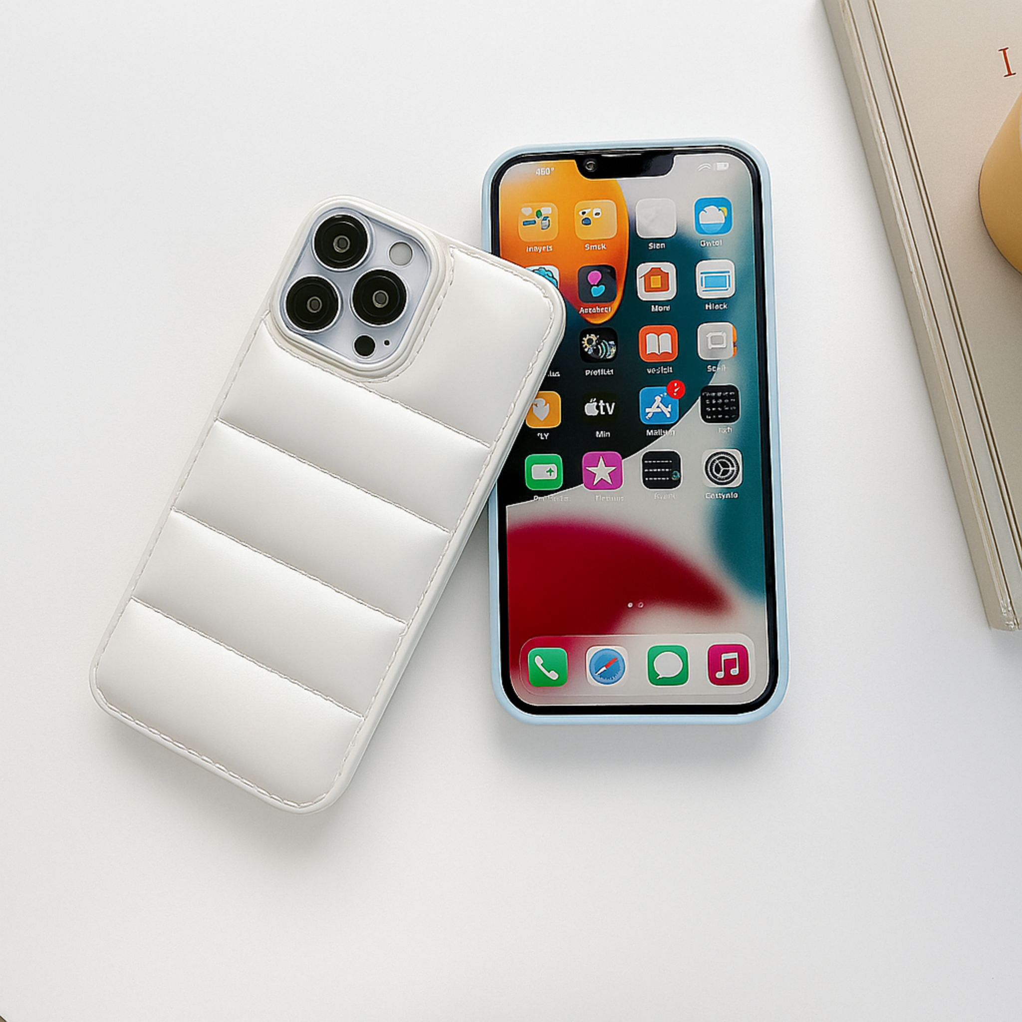 Funda Reforzada Protección para tu Iphone Case Puffer color Blanco