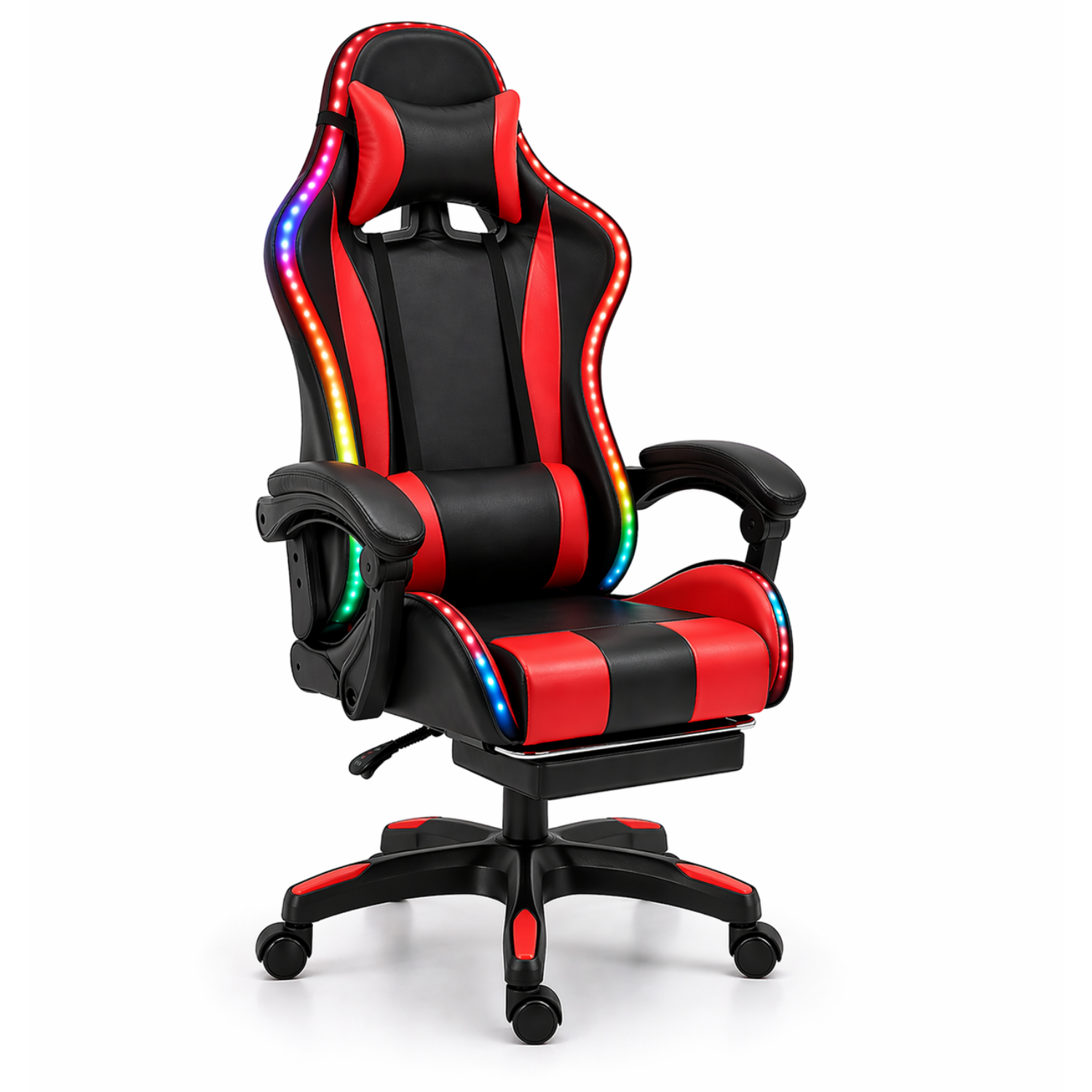 Silla Gamer Ergonómica Reclinable Luces Rgb Con Apoya Pies