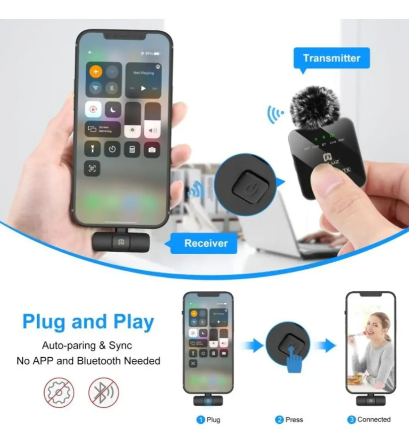 Micrófono Inalámbrico De Solapa Premium Para Iphone y Android