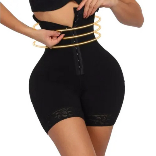 Faja Control Abdomen Alta Compresión Levanta Glúteos Moldeadora Negro&Beige cod 1651