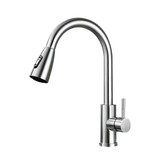 Canilla Monocomando Extensible Cocina 304 Acero Inoxidable Gris Mate