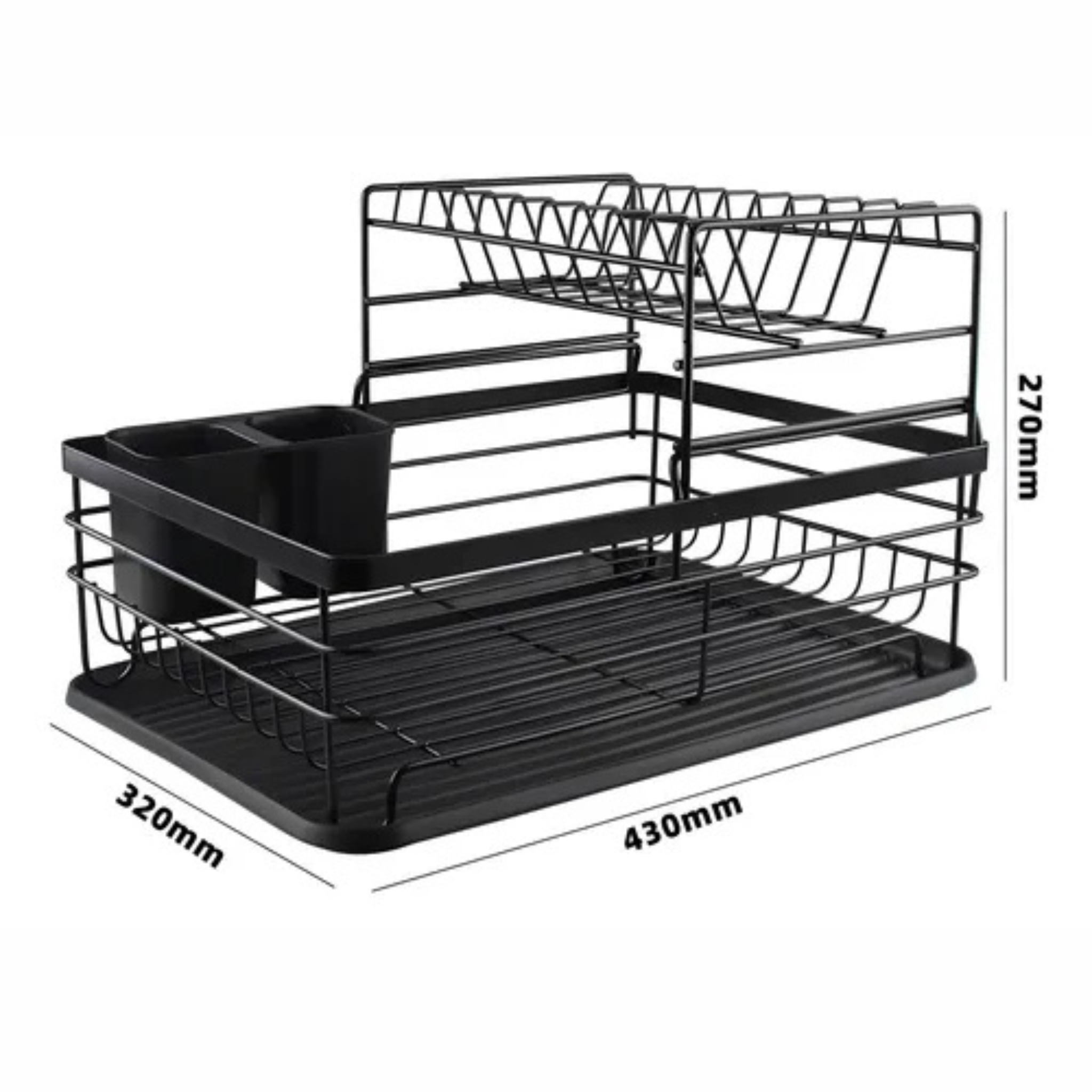 Escurridor Escurre Seca Platos 2 Niveles Extraíble Reforzado Negro