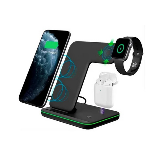 Cargador 3 En 1 Base de Carga Rapida Wirless Inalámbrico Portátil