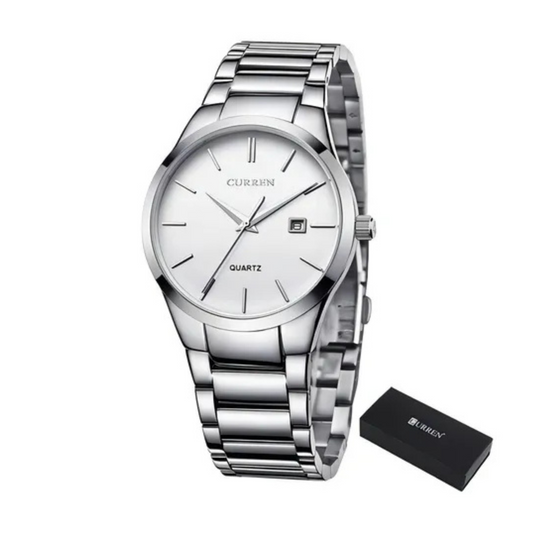 Reloj Curren Clásico 8106 de acero inoxidable para hombre Plateado fondo Blanco