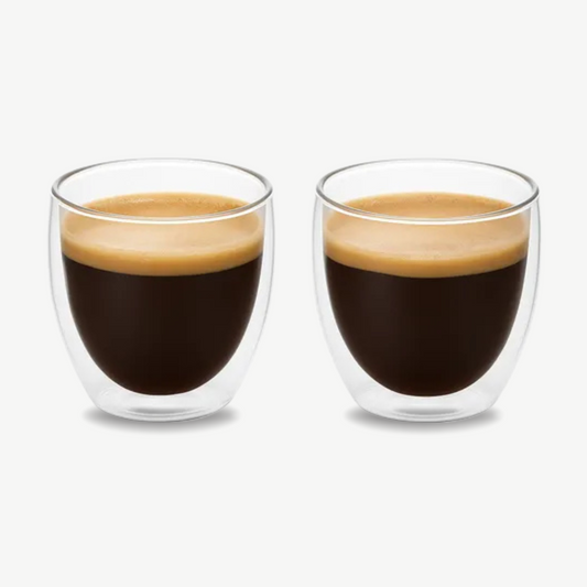 Pack 2 Vasos De Vidrio Doble Pared Café Té Sin Asa 250ml Transparente