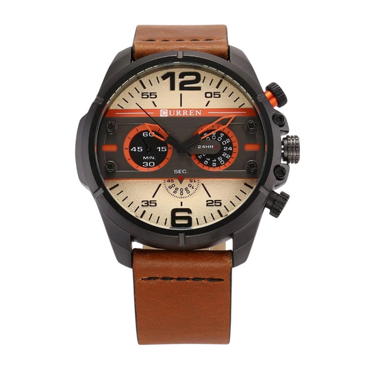 Reloj Curren 8259 para hombre malla de cuero color Marrón