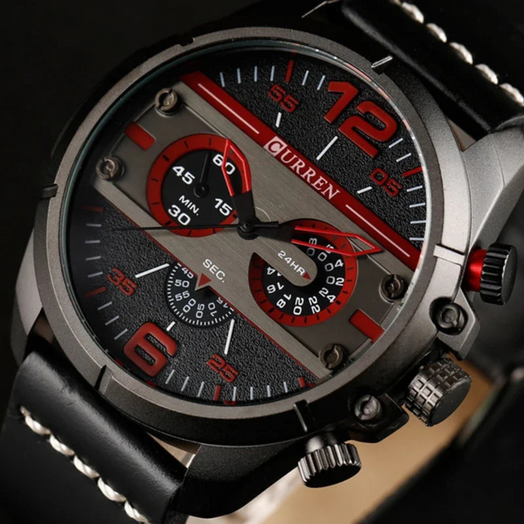 Reloj Curren 8259 para hombre malla de cuero color Negro