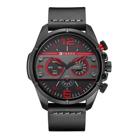 Reloj Curren 8259 para hombre malla de cuero color Negro