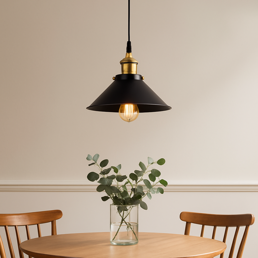 Lámpara Techo Colgante 26cm Metal Vintage Calidad Color Negro individual