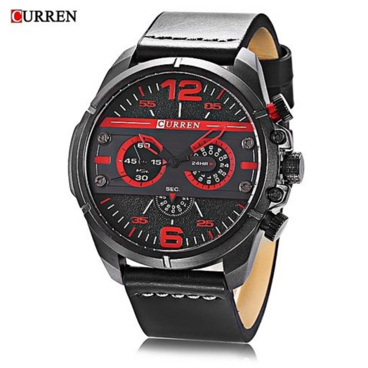 Reloj Curren 8259 para hombre malla de cuero color Negro