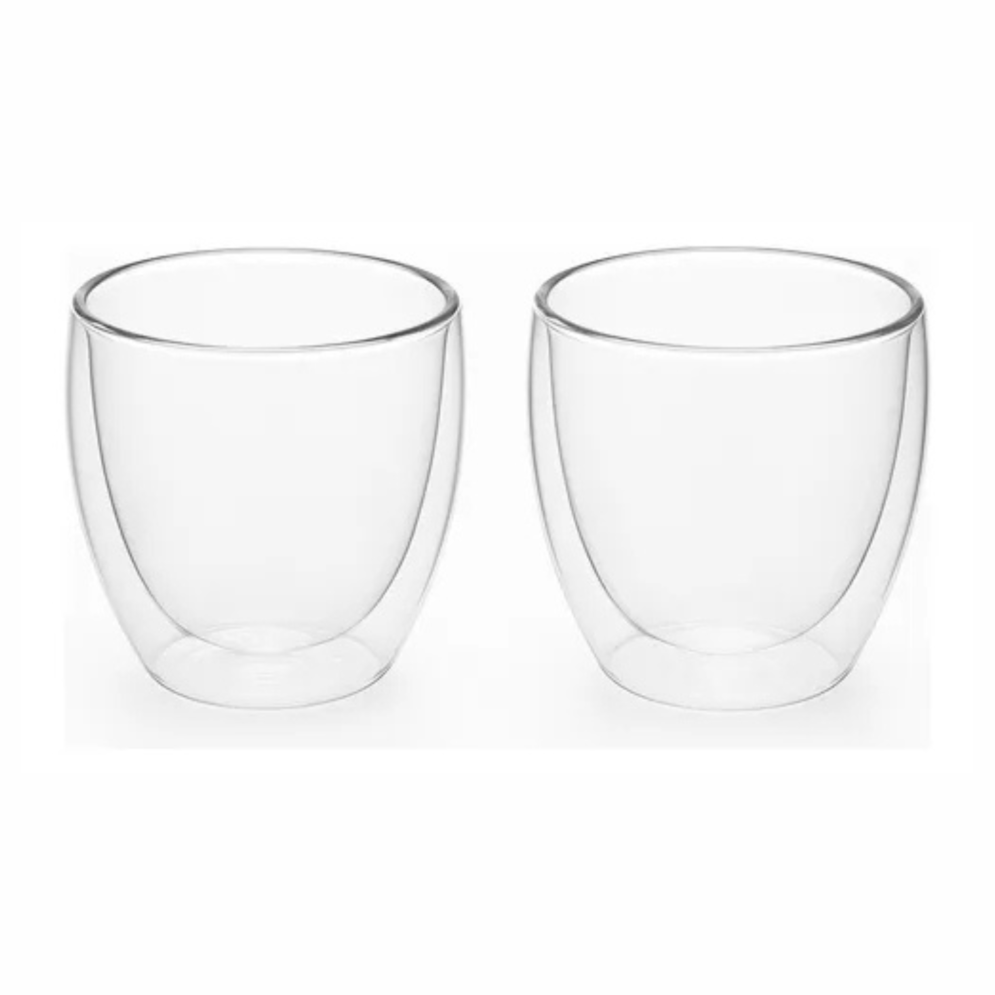 Pack 2 Vasos De Vidrio Doble Pared Café Té Sin Asa 250ml Transparente