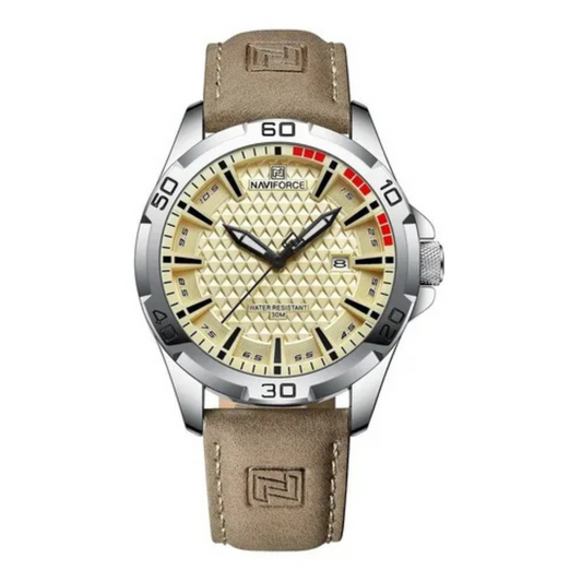 Reloj Naviforce Original de Cuero 8023 color Beige