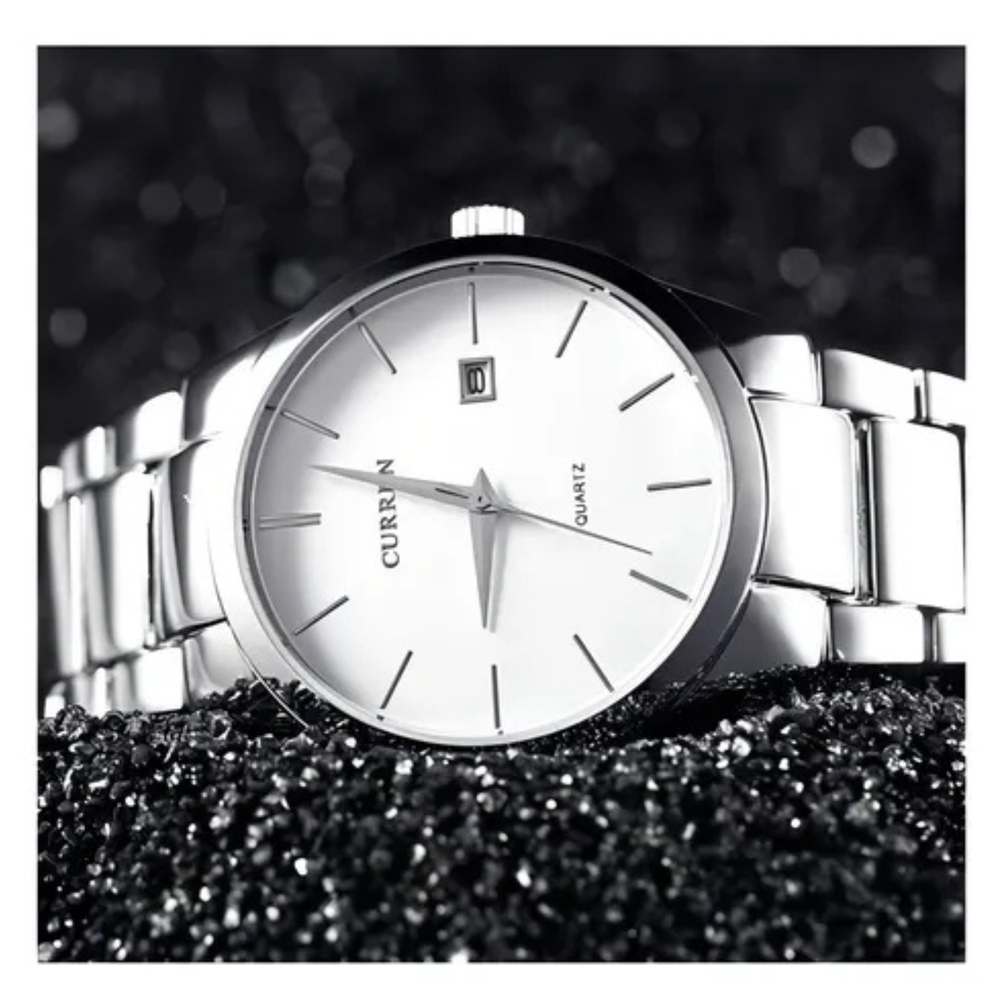 Reloj Curren Clásico 8106 de acero inoxidable para hombre Plateado fondo Blanco