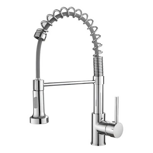 Canilla Grifo Monocomando Flexible Extensible Cocina Mesada Plateado Cromado