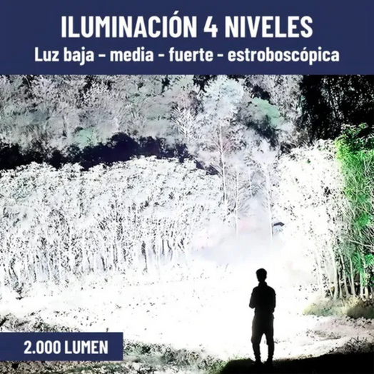 Foco Reflector Led Linterna Largo Alcance Batería Recargable color negro