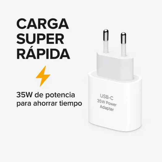 Cargador Para Iphone 11 12 13 14 35w Súper Rápido + Cable 1m Blanco