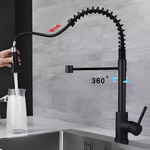 Canilla Grifo Monocomando Flexible Extensible Cocina Mesada color Negro