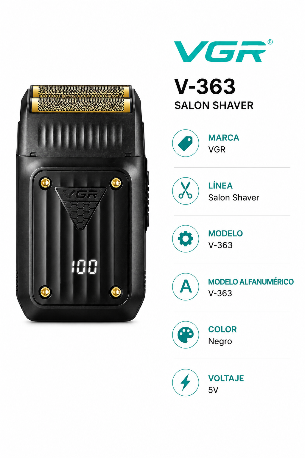 Afeitadora Shaver Eléctrica Inalámbrica Recargable VGR V-363