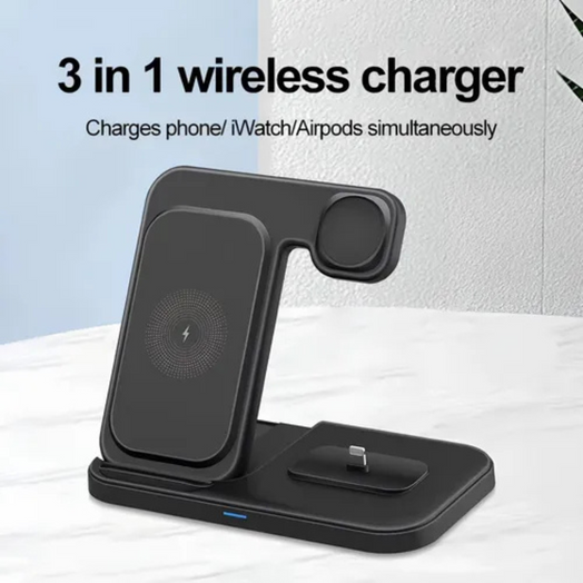Cargador 3 En 1 Base de Carga Rapida Wirless Inalámbrico Portátil