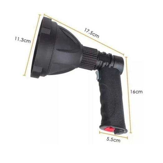 Reflector Led Pistola de Luz Recargable 800 Metros Linterna Negro Luz Blanco