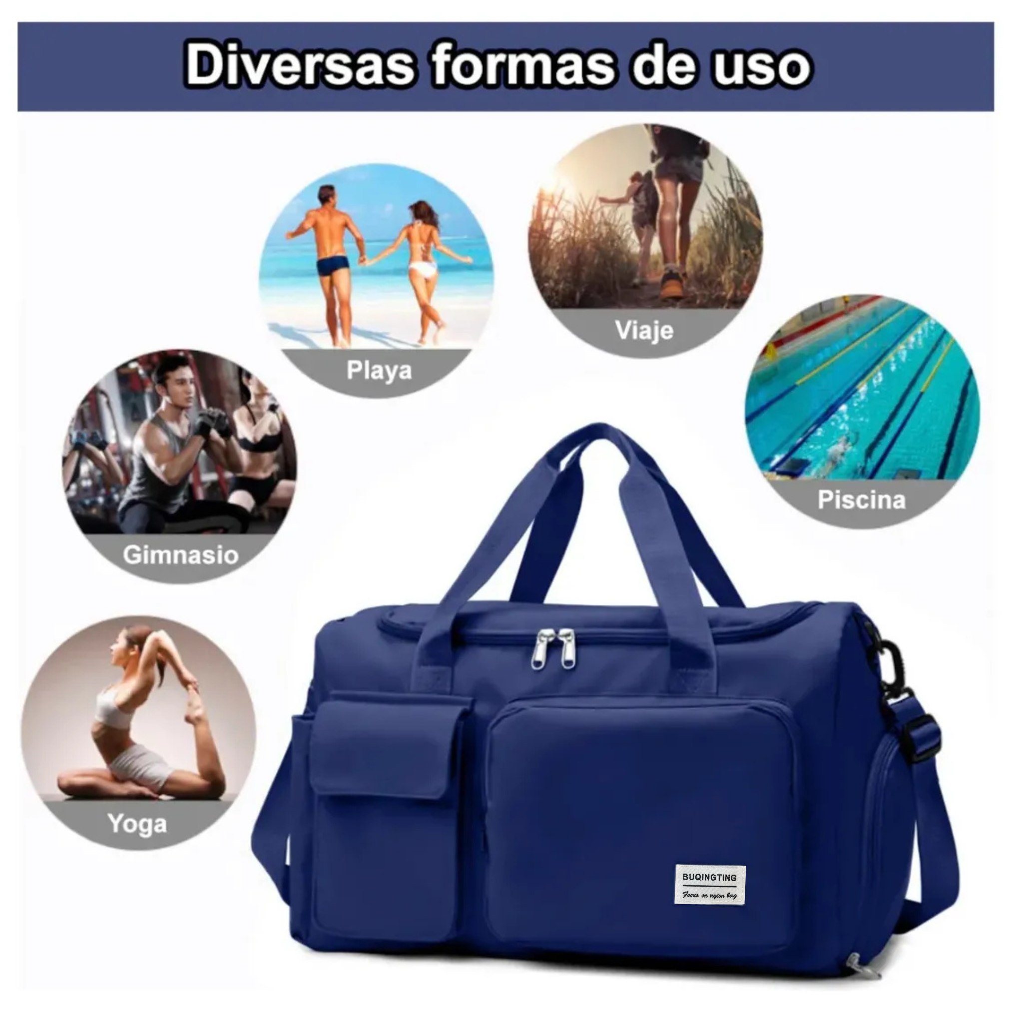 Bolso deportivo de viaje o gimnasio color Azul