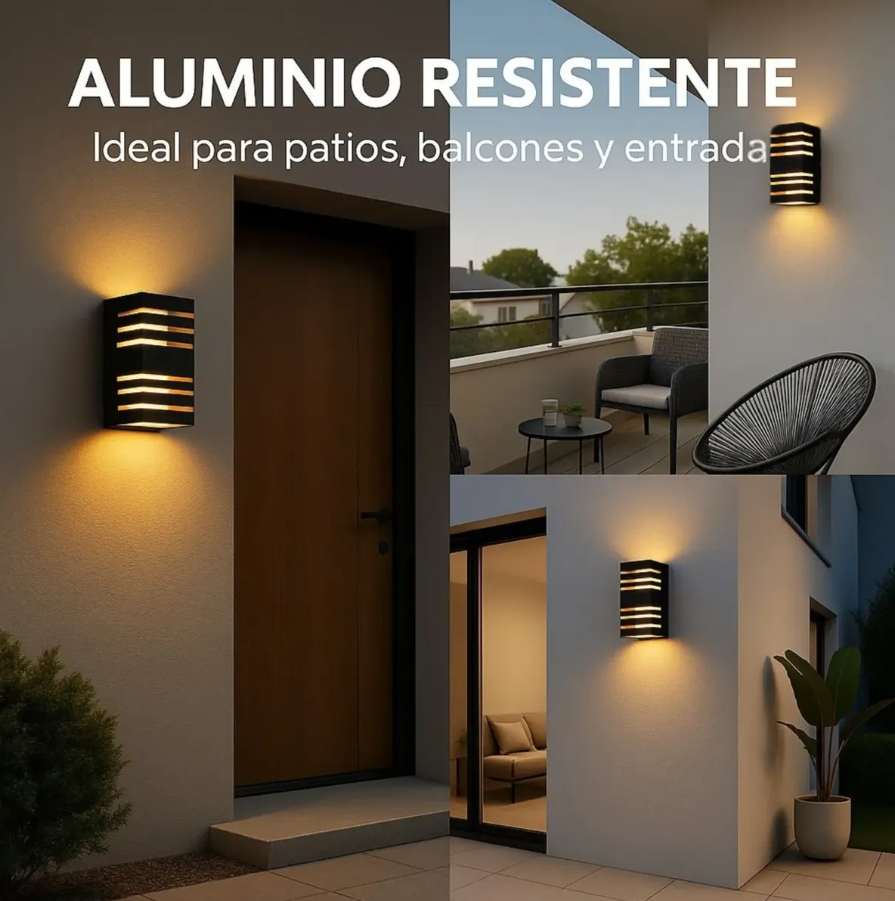 Pack X4 Apliques Luz LED Spot Exterior Bidireccional Aluminio