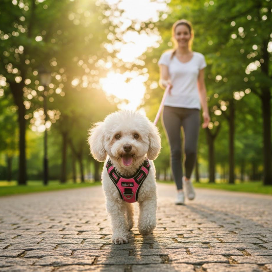 Pechera Arnés Anti Tirones + Correa Rosa Para Paseo Perro O Gato 4 Talles
