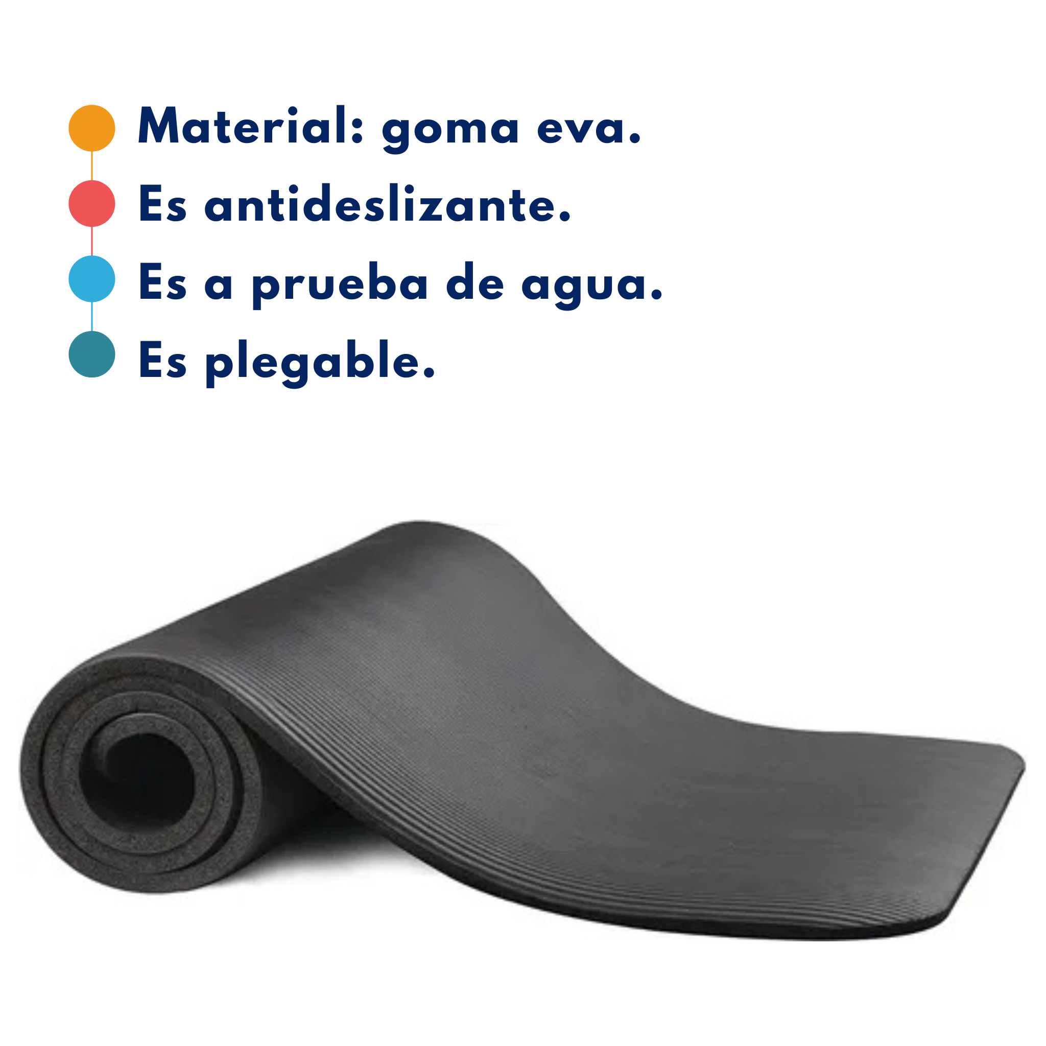 Colchoneta de Yoga Pilates Gimnasia con Cinta Transportadora 10mm Color Negro