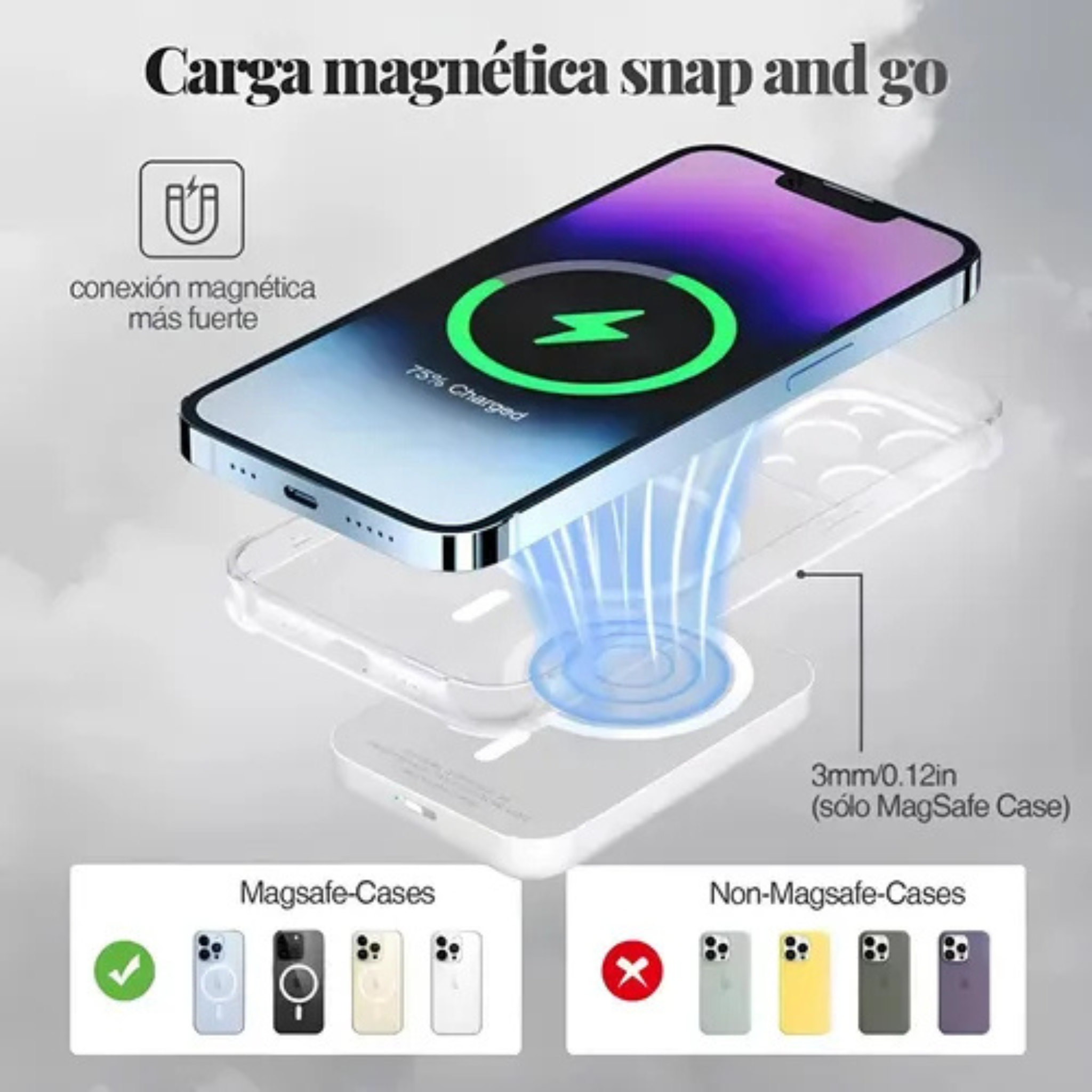Power Bank Batería Portátil Magnética 3000 Mah Para Iphone