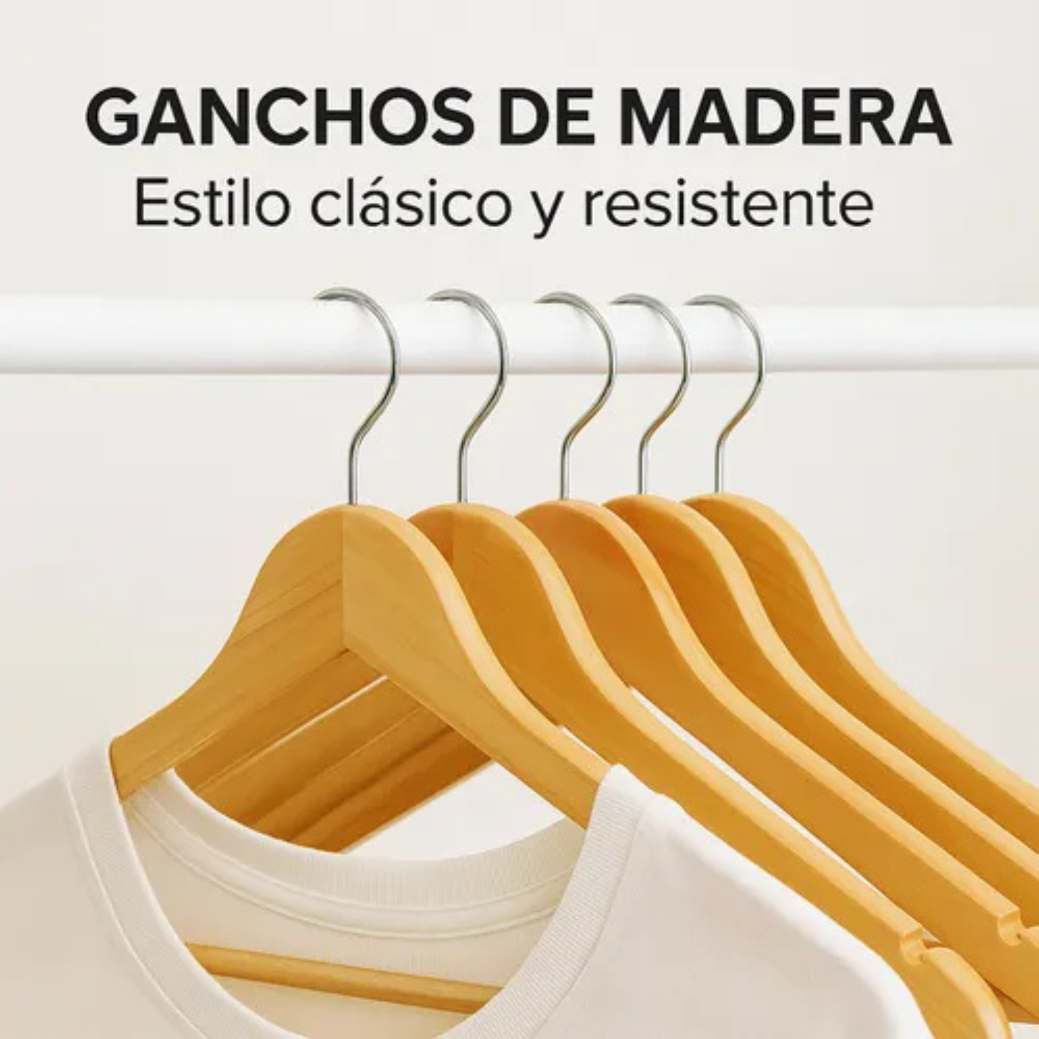 Pack De 10 Perchas De Madera Calidad Premium Resistentes Marrón Claro