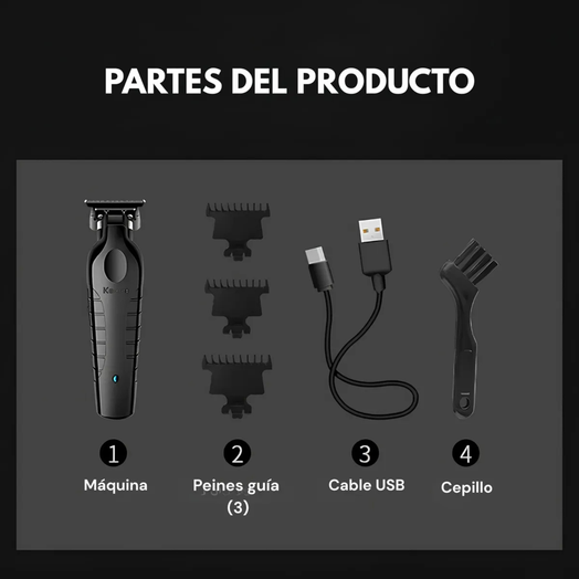 Cortadora De Pelo Profesional Kemei Km-2299 Usb Con Peines Negro