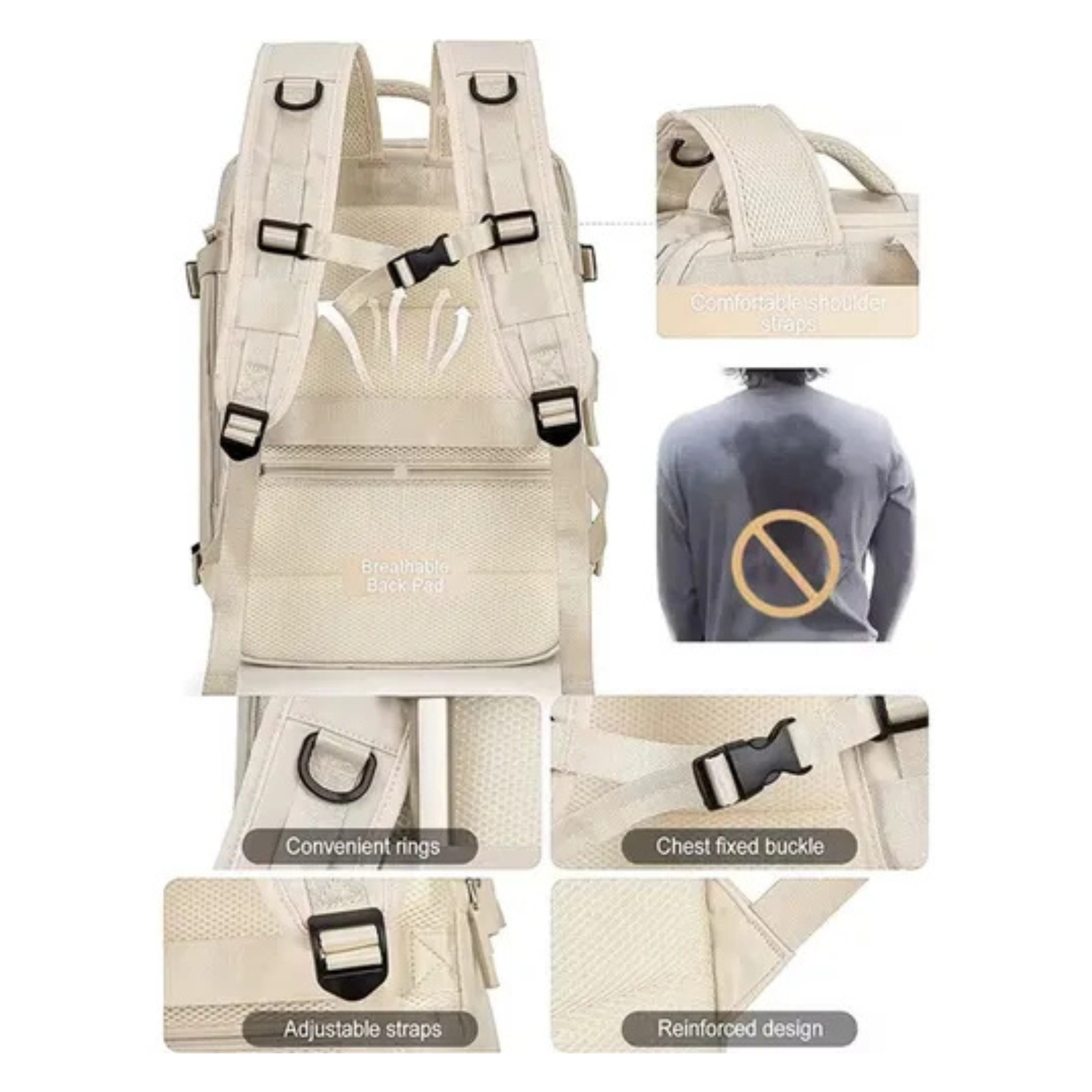 Mochila Viaje Carry On Viral Notebook Aprobada para Avión Beige