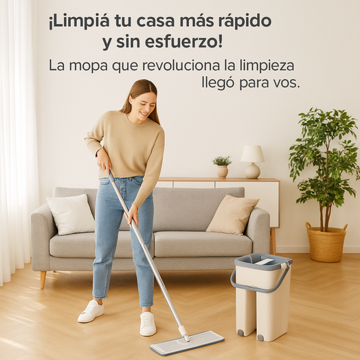 Mopa Trapeador Limpia Pisos con Balde Doble