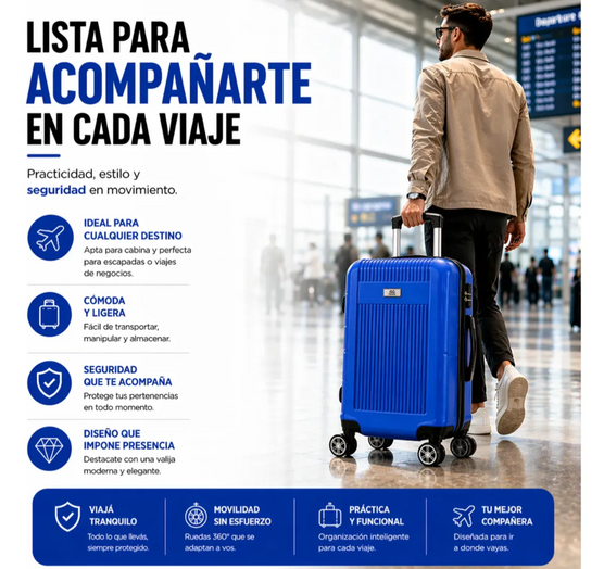 VALIJA CARRY-ON 20” CON USB Y TSA