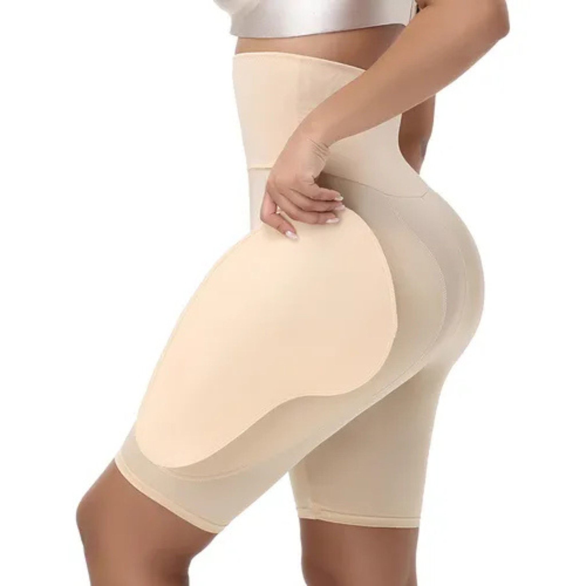 Faja Moldeadora Short Bermuda Cintura Alta Levanta Glúteos Color Negro&Beige cod 1646