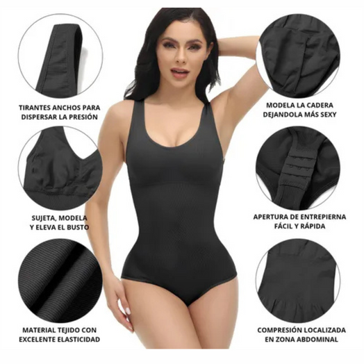 Body Modelador Faja Reductor Con Broche Pushup Y Copa Armada Negro talle M/XL P802