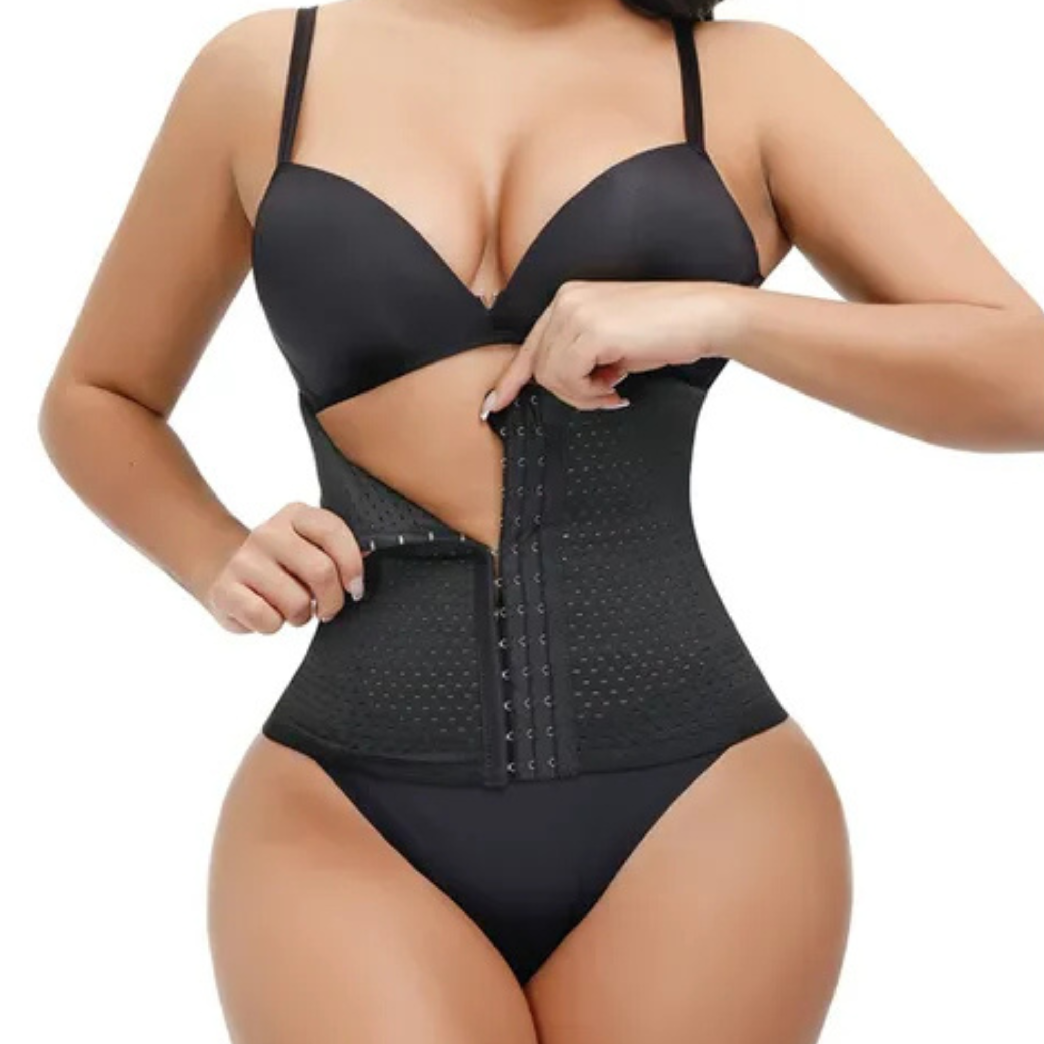 Faja Corset Modelador Reductor Cintura Con Ballenas M hasta 3XL Negro&Beige cod 2566