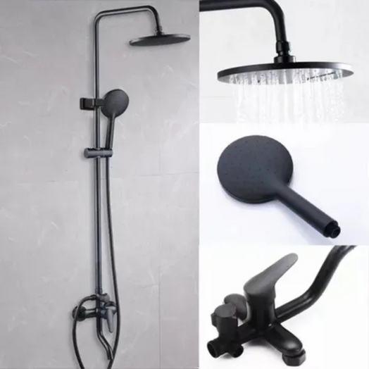 Barral Ducha Columna Negro Acero Inox 3 En 1 Con Monomando