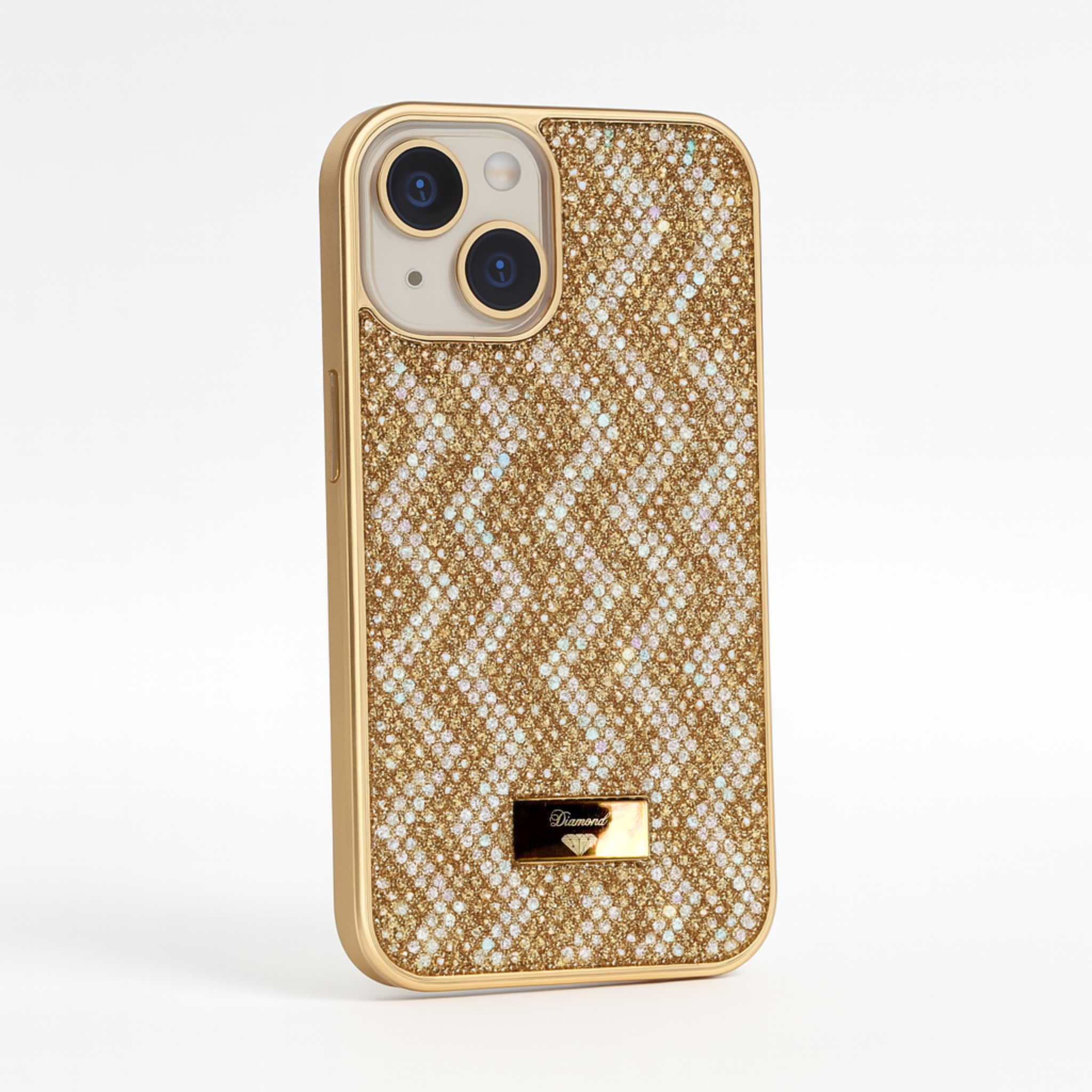 Funda Para Iphone Diamond Case con Brillos color Dorado