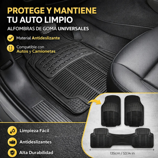 Alfombras De Goma Universales Para Auto Camioneta Antidesliz