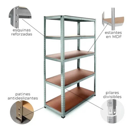 Kit 2 Estanteria Metalica Armado Fácil 5 Estantes