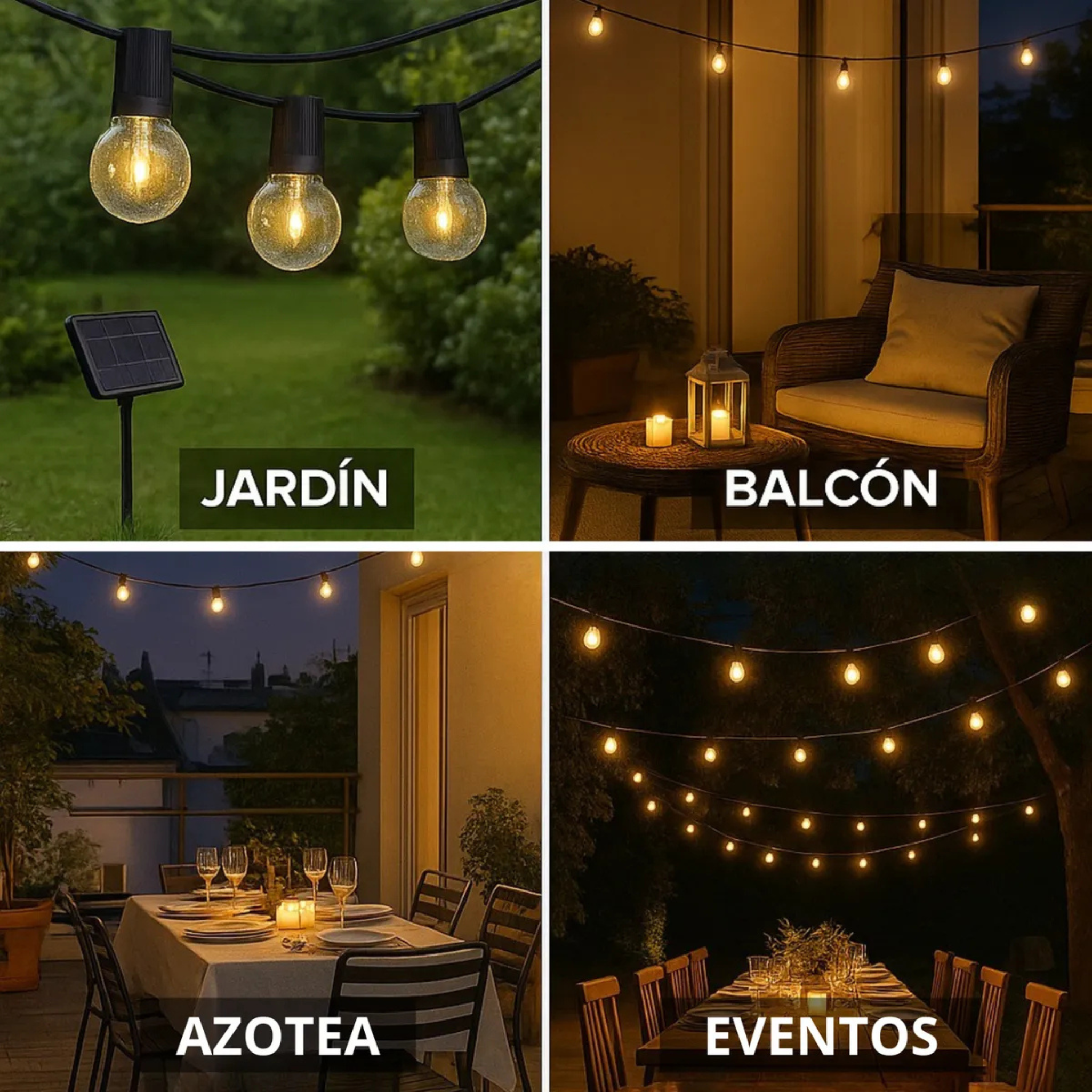 Guirnalda Luces Solar Exterior