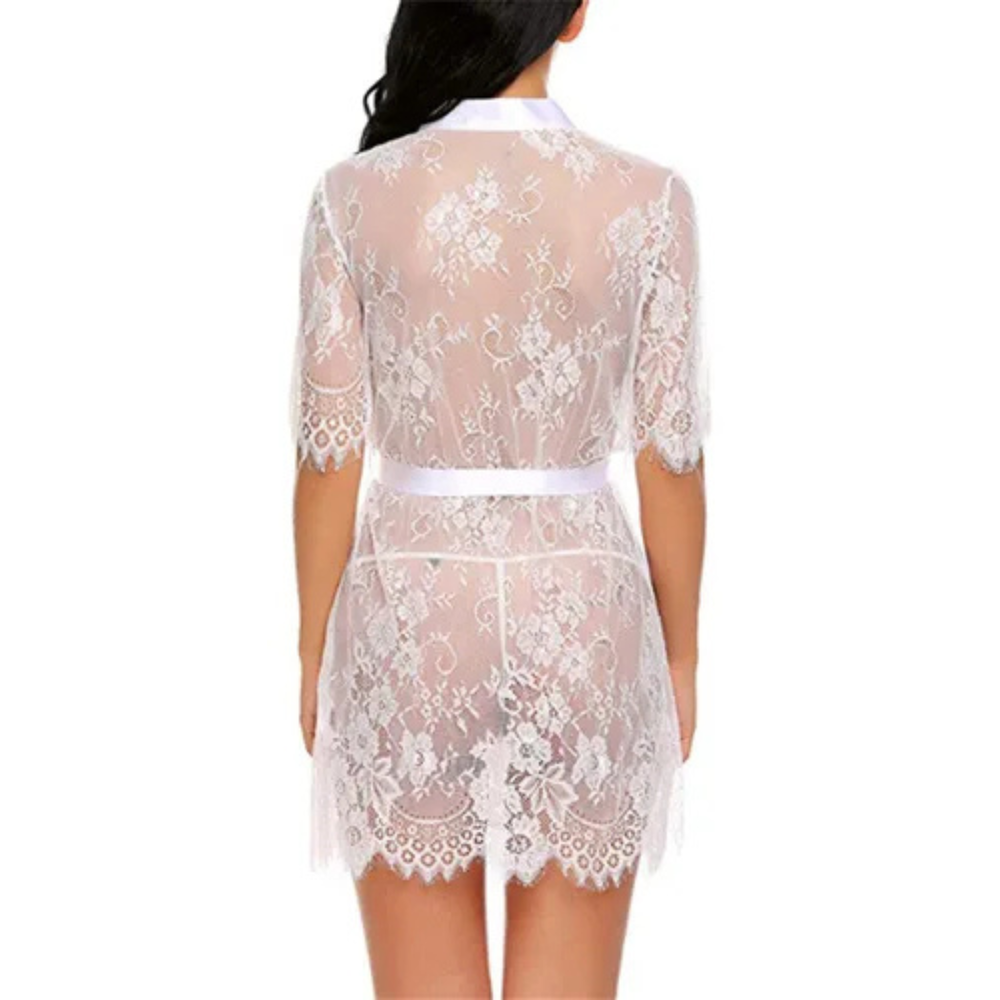 Lencería Erótica Sexy Mujer Bata De Encaje + Tanga 2315